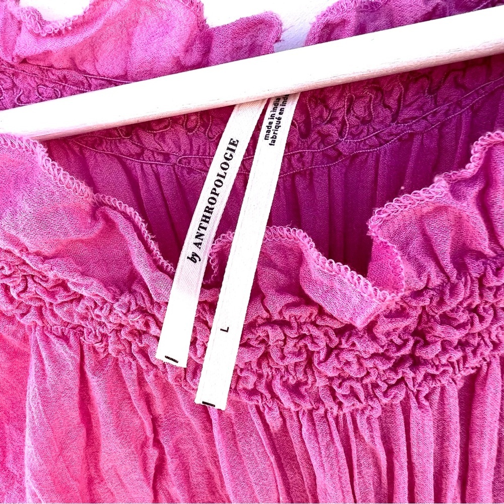 Anthropologie Pink Smocked Crop Top - Picture 6 of 7